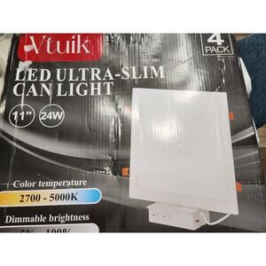 Vtuik 4-Pack LED Ultra Slim Can Lights 11" 24W White Dimmable 2700K-5000K